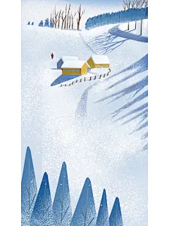 冬季蓝色系插画风背景图｜海报设计分享 - 小红书