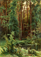 俄罗斯艺人IVAN IVANOVICH SHISHKIN（1832年至1898年）步行穿过树林