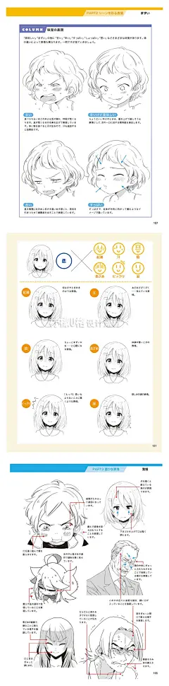 344 动漫人物表情 面部表情喜怒哀乐 情感表现 人体线稿绘画素材-淘宝网