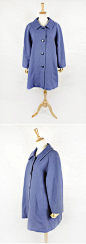 Vintage孤品蓝紫色大衣斗篷型毛呢外套中长款古着复古可爱甜美-淘宝网
