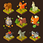 Isometric Forrest Bird And Animal Set