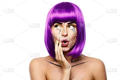 彩妆,时装模特,波普风,创造力,图像,背景分离,肖像,复古风格,现代