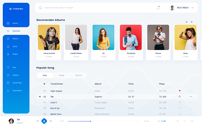 Music dashboard