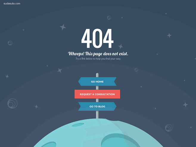 30个扁平化风格的404错误页面创意设计...