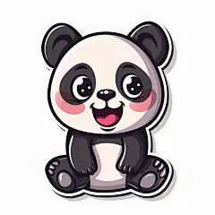 可爱扁平风熊猫元素素材