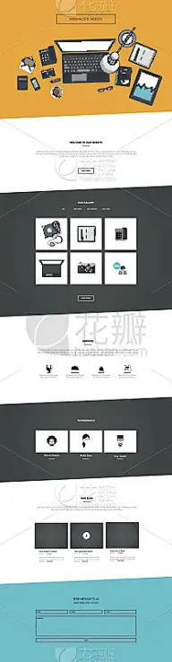 平面设计的一个页面的网站设计模板。