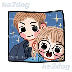 ke2dog新款原创Q萌新款彩色可爱卡通情侣头像插画手绘设计三文鱼-淘宝网