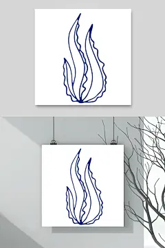 极简海带海洋生物手绘矢量素材