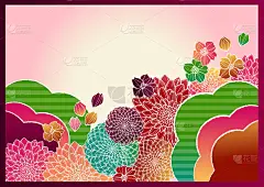 Japanese pattern hand-drawn flower background mate