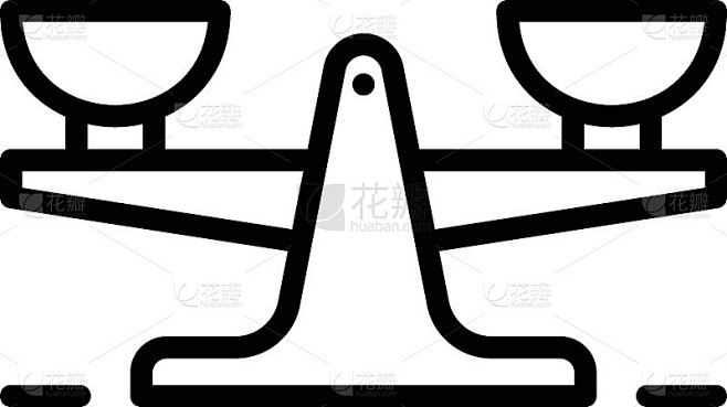 罗博瓦尔天平概念，平移天平矢量线图标设计，重量测量装置符号，质量天平符号，传统天平图例