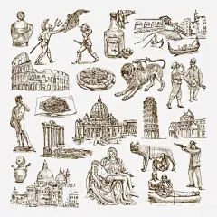 手绘插图高清素材 e 动漫动画 古堡 古罗马 城市 城市建筑 城市风景 威尼斯水城 建筑家居 意大利 手绘人物 手绘城市 手绘插图 手绘插图模板下载 手绘插图矢量素材 比萨斜塔 雕像 风景漫画 免抠png 设计图片 免费下载