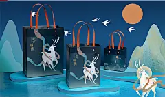 方森园新款创意礼品袋中国风插画手绘手提拎袋中式国潮包装礼物袋-阿里巴巴