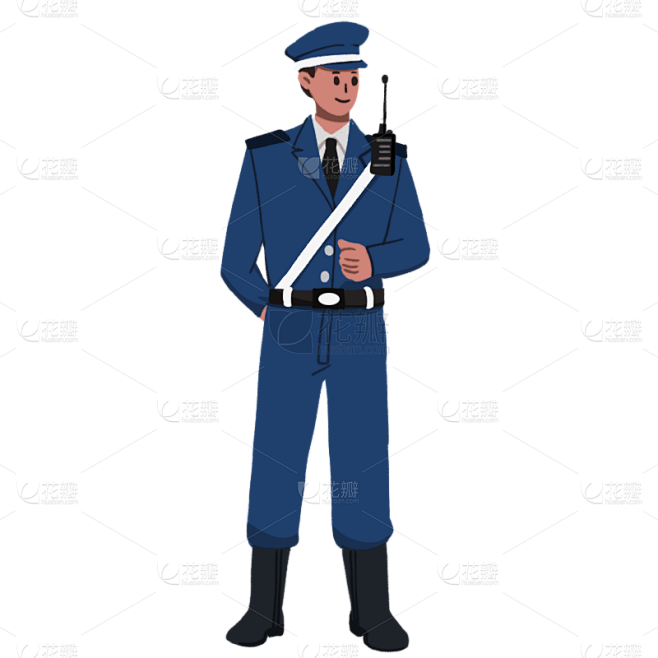 手绘-行业人物形象插画-保安