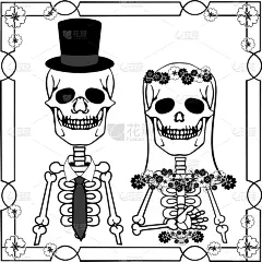 婚礼,头骨,可爱的,华丽的,丈夫,请柬,家庭,浪漫,爱