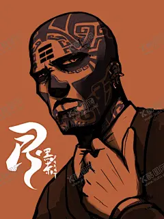 光头纹身动漫角色 【酷图网】动漫角色,漫画角色,插画,人物,光头,纹身,