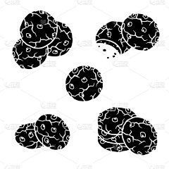巧克力饼干套装。收藏图标巧克力饼干。向量