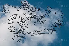 在蓝天上涂鸦卡通