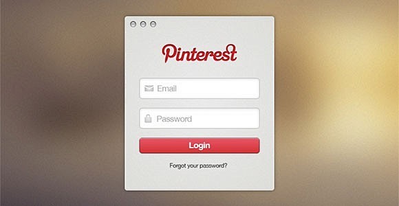 Pinterest登录表格PSDUI设计...