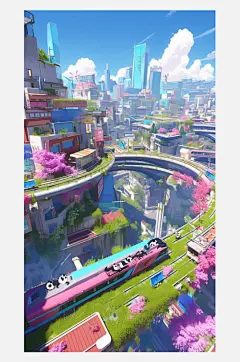 数字艺术创意插画插画灵感春天的列车-众图网