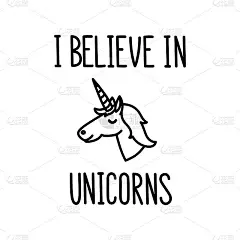 那句“我相信独角兽的存在“用黑墨水手绘。还有可爱的独角兽照片。可用于贴纸、手机壳、海报、t恤、马克杯