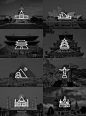 This may contain: black and white images with different architectural styles