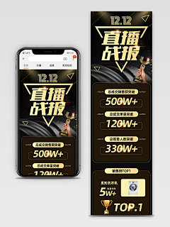 双12大气黑金色战绩战报海报长图详情页双十二战报详情页