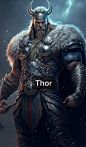 an image of a man in armor with the word thor on it's chest
