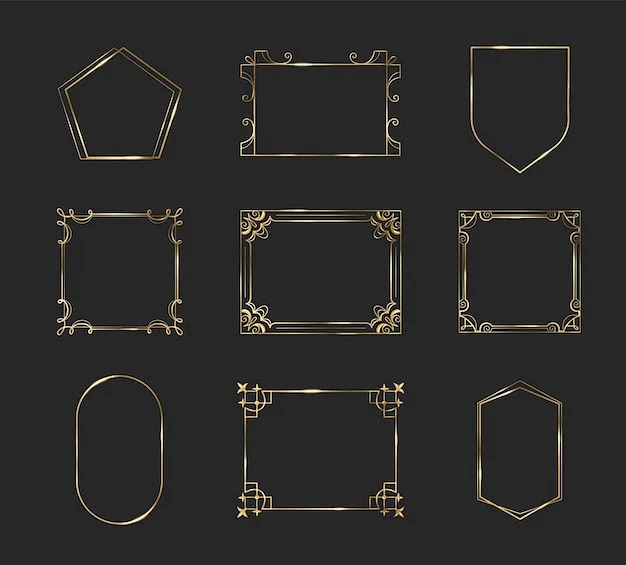 (源站可下源文件)金色 ui 游戏按钮框架中世纪边框设计/Gold ui game button frame Medieval border ...