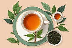手绘文艺嫩绿浓怡人香茶叶插画