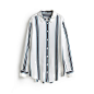 孔雀蓝条纹气质高级感 好CHIC真丝衬衫 W21511 预定-淘宝网