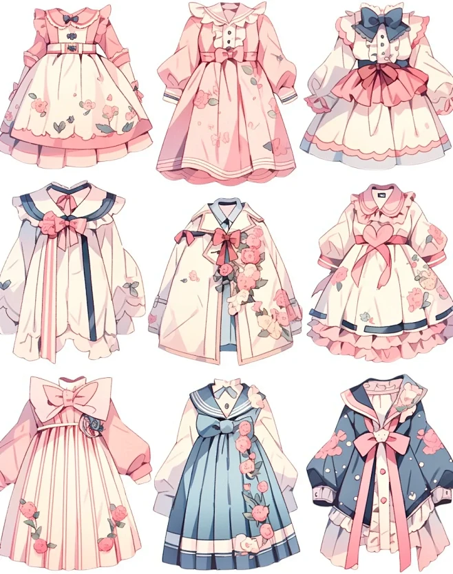 裙子｜oc手帐服装连衣裙设计素材｜第八弹-花瓣网