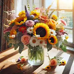 Ai产生的 花朵 花束 插花 花瓶 盛开 自然 春天 展