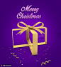紫色背景 创意礼盒 金色彩带 圣诞新年海报PSD96海报招贴素材下载-优图网-UPPSD