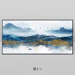 慕斯维 纯手绘油画客厅装饰画挂画轻奢中式现代简约 烟云绕金-tmall.com天猫