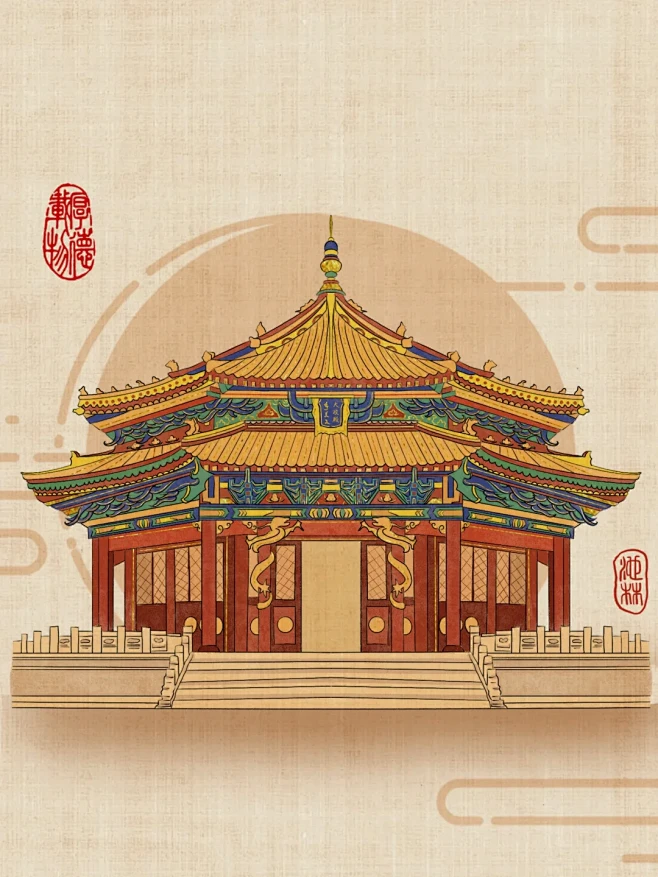 沈阳故宫｜国潮插画 - 小红书