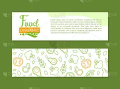 采购产品有机食品横幅模板，素食农场新鲜产品传单，证书，邀请卡矢量插图