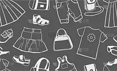 女性,衣服,四方连续纹样,毛衣,鞋子,女人,裙子,夏天,草图,绘制