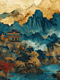 鎏金山水画海报