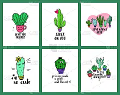 一套爱仙人掌卡片和刻字。