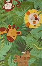 时尚绿色森林动物卡通地毯儿童房地毯客厅卧室手工腈纶地毯K-SL-淘宝网