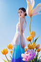 06750-68600426-1girl,the beauty is standing on the flower,and the character details are exquisite,trendy fashion clothes,trendy portraits,from