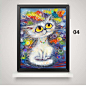 手绘猫咪宠物店有框墙壁画创意油画酒吧玄关儿童房装饰画挂画-淘宝网