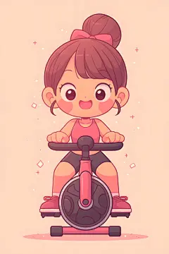 动感单车运动健身人物插画