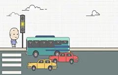 洋葱学园•物理•万物运行的奥秘•交通规则•人•车•红绿灯•斑马线•云•简笔画•插画•狗蛋