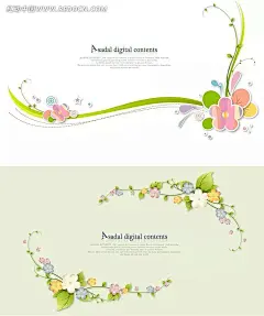 素雅卡片花纹背景矢量素材背景|淡雅|花边|花边素材|花纹|花纹素材|名片|矢量卡片|矢量素材|矢量图|素雅|圆环|植物