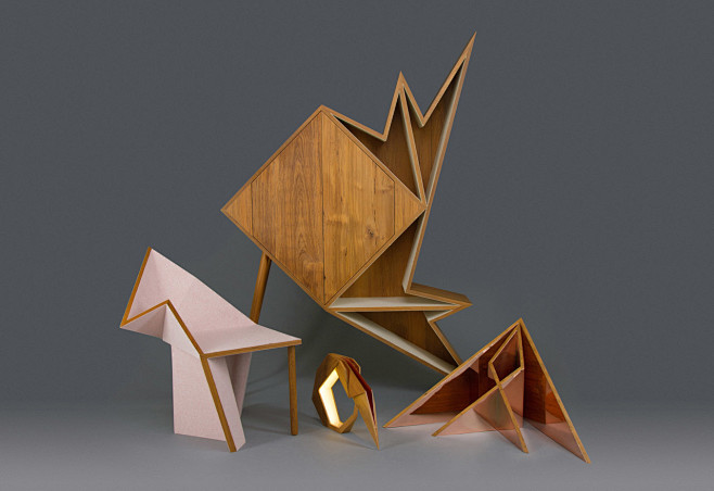 以折纸为灵感的木质家具设计