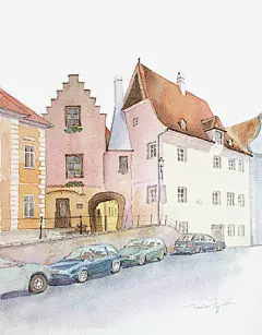 藤木德男的水彩 ---- 风景之奥地利_城市_新浪轻博客