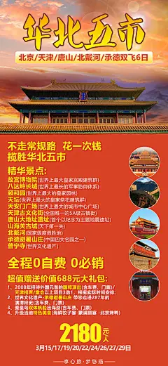 北京天津唐山北戴河承德旅游海报-源文件
