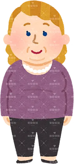 不同年龄段的超重（肥胖）白人女性男性himan_seiyou09_obasan贴纸扁平儿童插画元素卡通免扣png图片素材