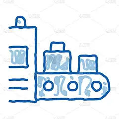 行李安全系统涂鸦图标手绘插图